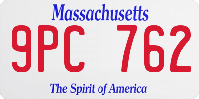 MA license plate 9PC762