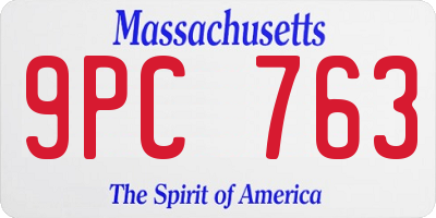 MA license plate 9PC763