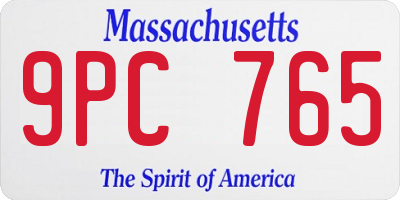 MA license plate 9PC765
