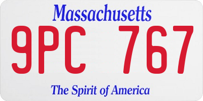MA license plate 9PC767