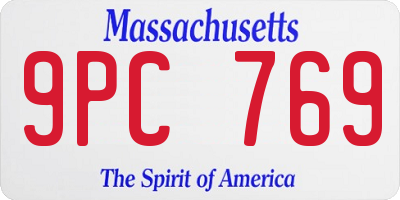 MA license plate 9PC769