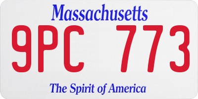 MA license plate 9PC773