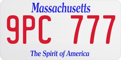 MA license plate 9PC777