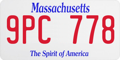 MA license plate 9PC778