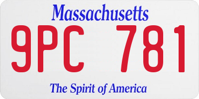 MA license plate 9PC781