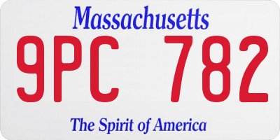 MA license plate 9PC782