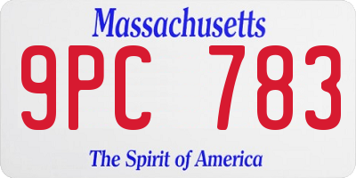 MA license plate 9PC783