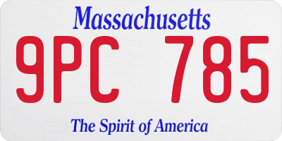 MA license plate 9PC785