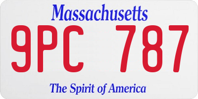 MA license plate 9PC787