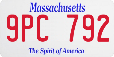 MA license plate 9PC792