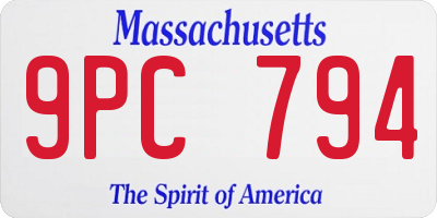 MA license plate 9PC794