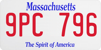 MA license plate 9PC796