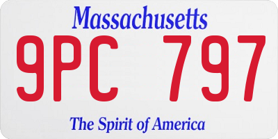 MA license plate 9PC797