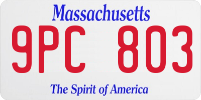 MA license plate 9PC803