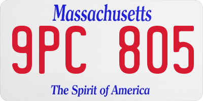 MA license plate 9PC805