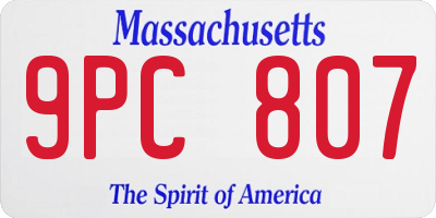 MA license plate 9PC807