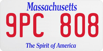MA license plate 9PC808
