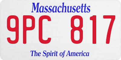 MA license plate 9PC817