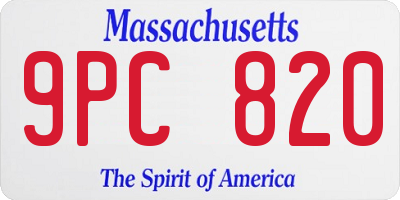 MA license plate 9PC820
