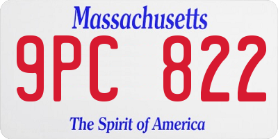MA license plate 9PC822