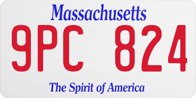 MA license plate 9PC824