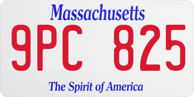 MA license plate 9PC825