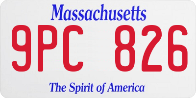 MA license plate 9PC826