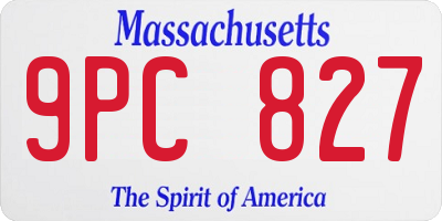 MA license plate 9PC827