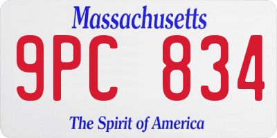 MA license plate 9PC834