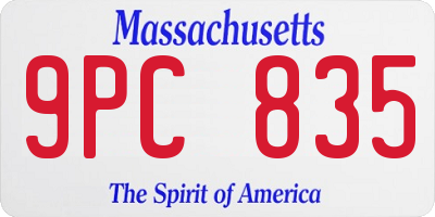 MA license plate 9PC835