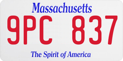 MA license plate 9PC837