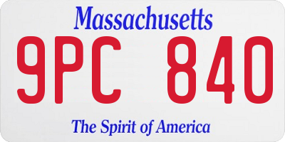 MA license plate 9PC840