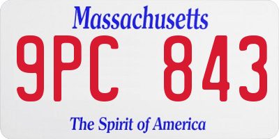 MA license plate 9PC843