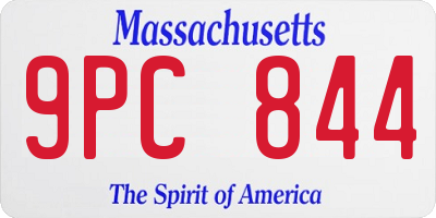 MA license plate 9PC844