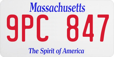 MA license plate 9PC847