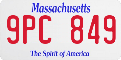MA license plate 9PC849