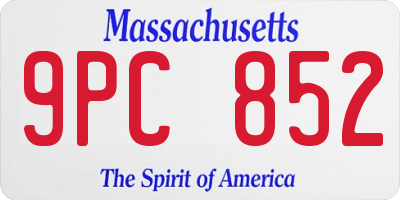MA license plate 9PC852
