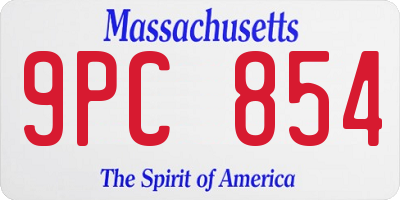 MA license plate 9PC854