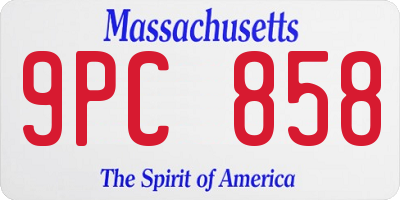 MA license plate 9PC858