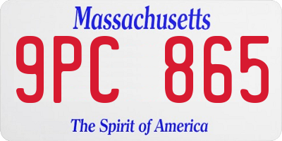 MA license plate 9PC865