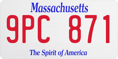 MA license plate 9PC871