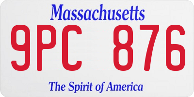 MA license plate 9PC876