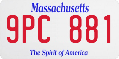 MA license plate 9PC881