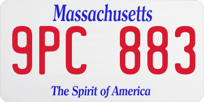MA license plate 9PC883