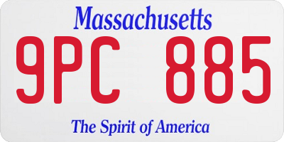 MA license plate 9PC885