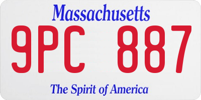 MA license plate 9PC887
