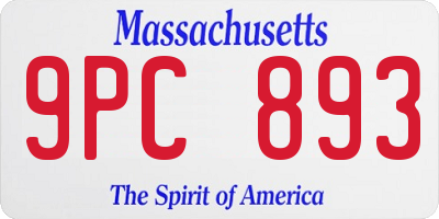 MA license plate 9PC893