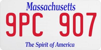 MA license plate 9PC907