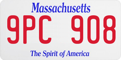 MA license plate 9PC908
