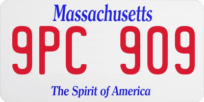 MA license plate 9PC909